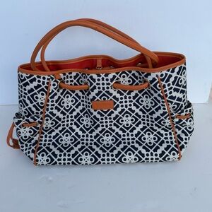 Spartina 449 Daufuskie Island Navy&White Linen/Leather Tote